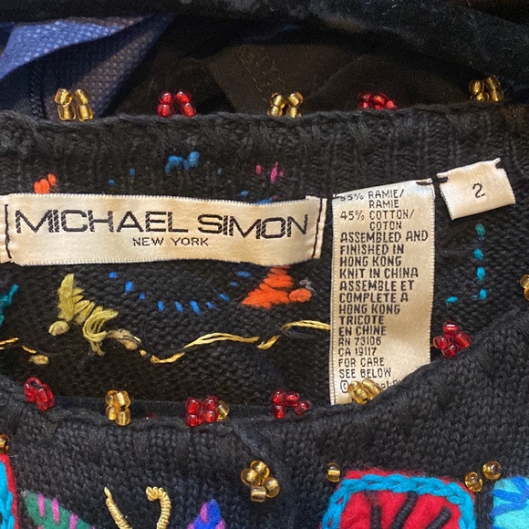 Ladies Beaded,patchwork button down sweater - Picture 4 of 5